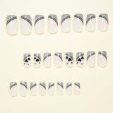 24pcs/Set Black Stripe Heart French Press-On Nails