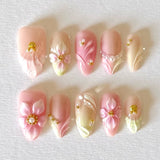 30pcs/Set 3D Floral French Press-On Nails