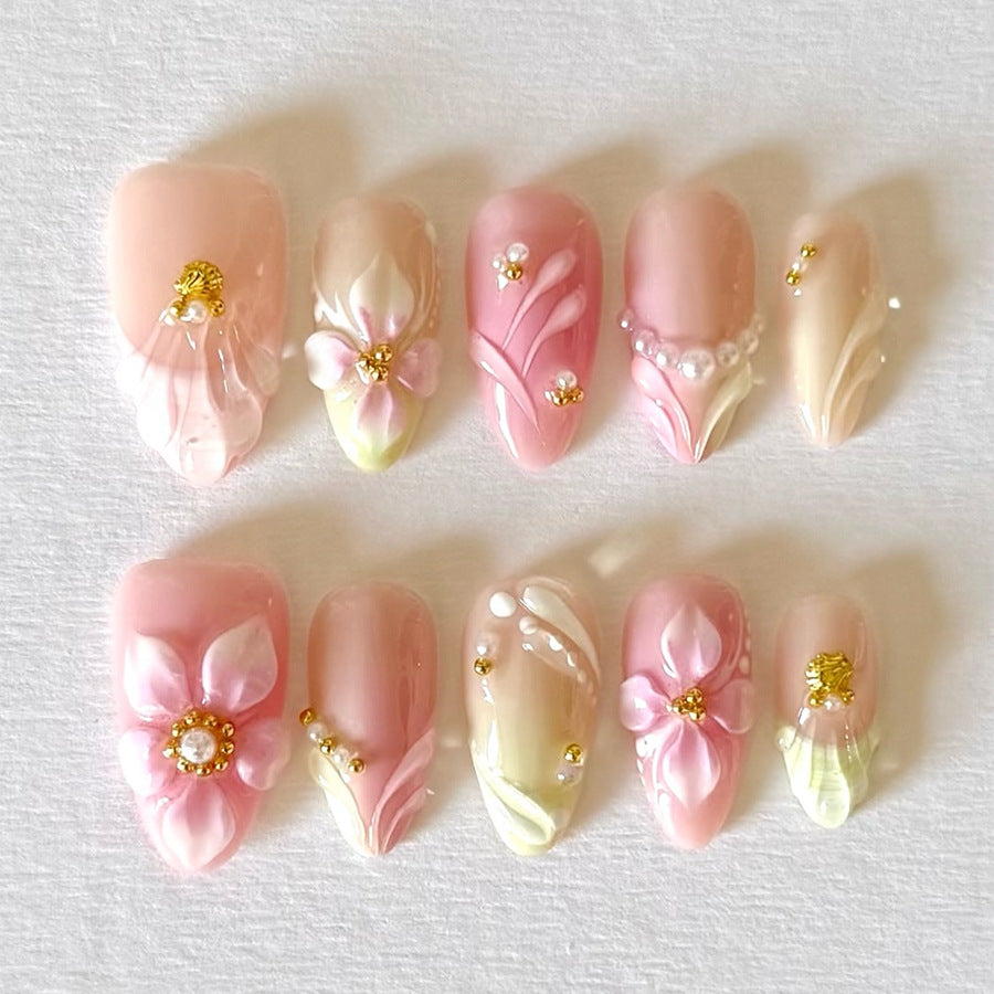 30pcs/Set 3D Floral French Press-On Nails