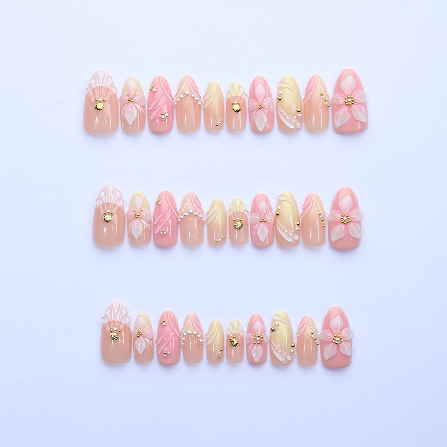 30pcs/Set 3D Floral French Press-On Nails