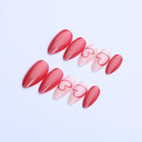24pcs/Set Valentine's Red Heart Press-On Nails