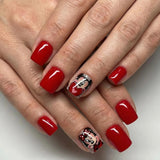 24pcs/Set Red Heart Disney Mickey Short Press On Nails