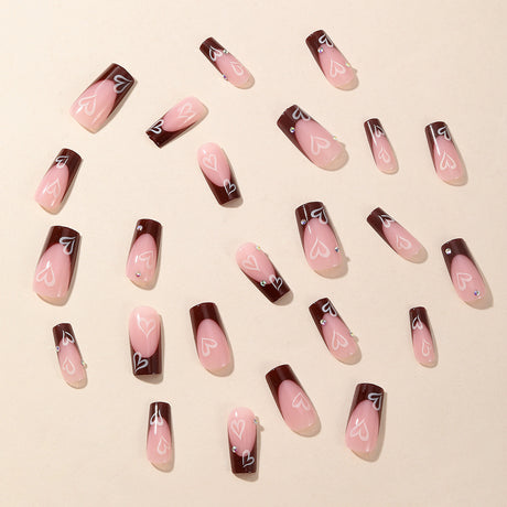 24pcs/Set Valentine Heart French Press-On Nails