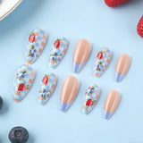 24pcs/Set Blueberry & Strawberry French Press-On Nails