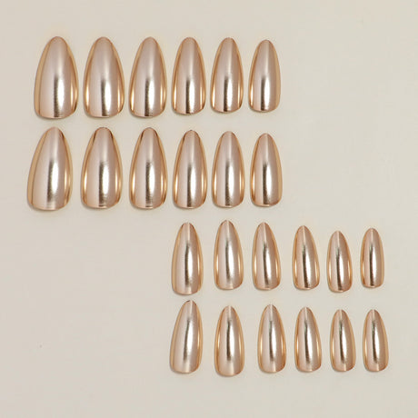 24pcs/Set Gold Electroplated Chrome Press-On Nails