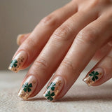 24pcs/Set St. Patrick's 3D Gilded Clover Press-On Nails