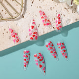24pcs/Set Red Heart on Clear for Valentine's Press-On Nails