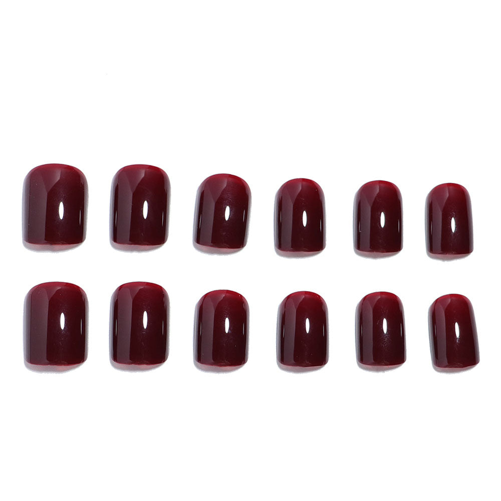 24pcs/Set Solid Short New Year Red Press-On Nails