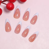 24pcs/Set White Edge French Press-On Nails