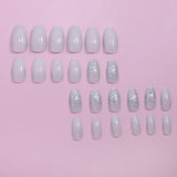 24pcs/Set Silver Glitter Gradient Press-On Nails