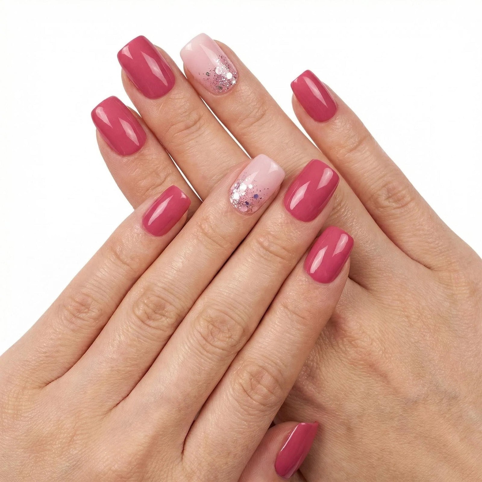 24pcs/Set Minimal Solid Barbie Pink Short Press On Nails