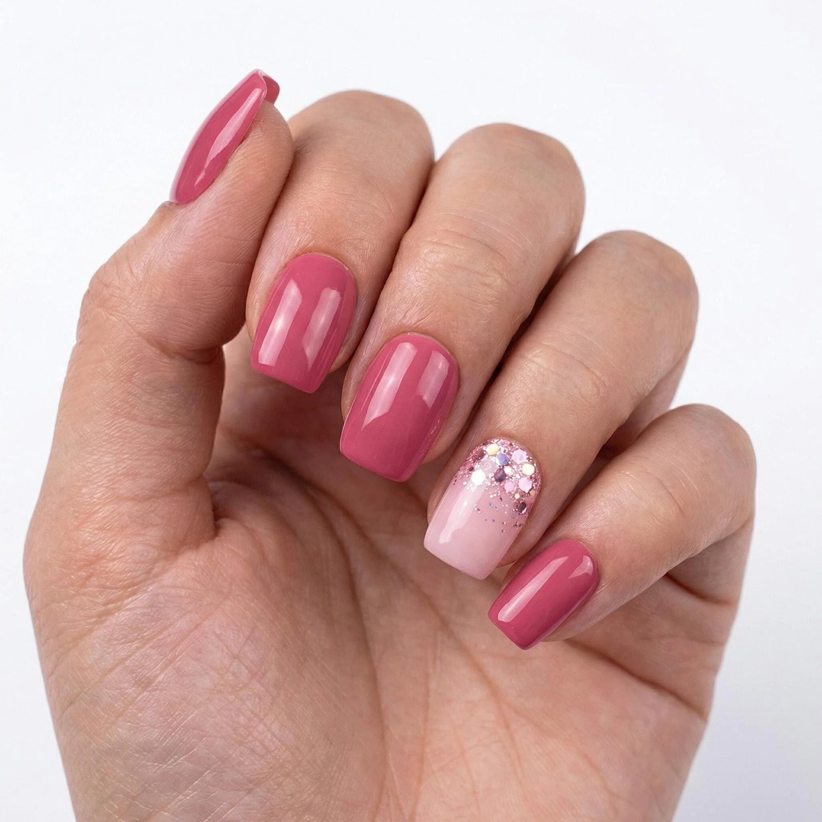 24pcs/Set Minimal Solid Barbie Pink Short Press On Nails