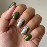 24pcs/Set Green Glitter Ripple Short Press On Nails