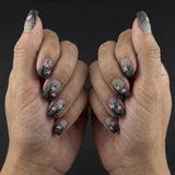 24pcs/Set Gray Small Flower Short Press On Nails