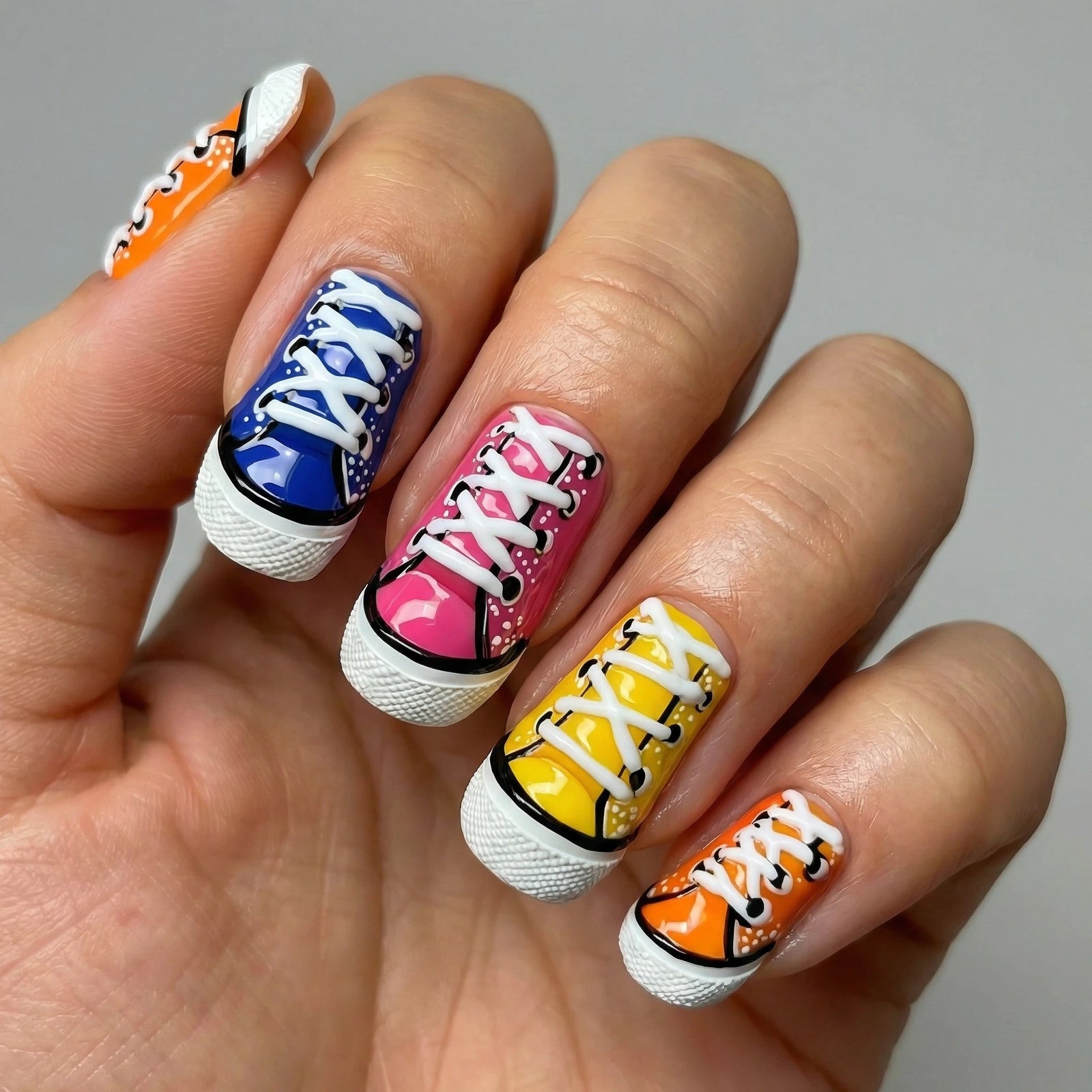 24pcs/Set Colorful Shoes Press-On Nails