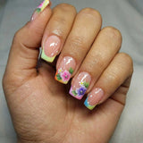 24pcs/Set Colorful Floral French Tip Press-On Nails