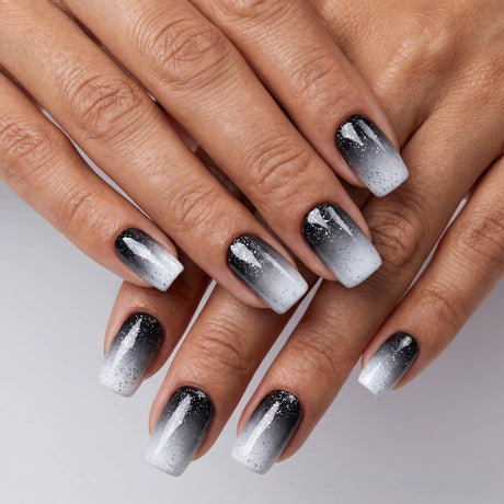 24pcs/Set Black & White Gradient Press-On Nails