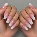 24pcs/Set Frosted Gradient Nude White Press-On Nails