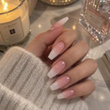 24pcs/Set Frosted Gradient Nude White Press-On Nails