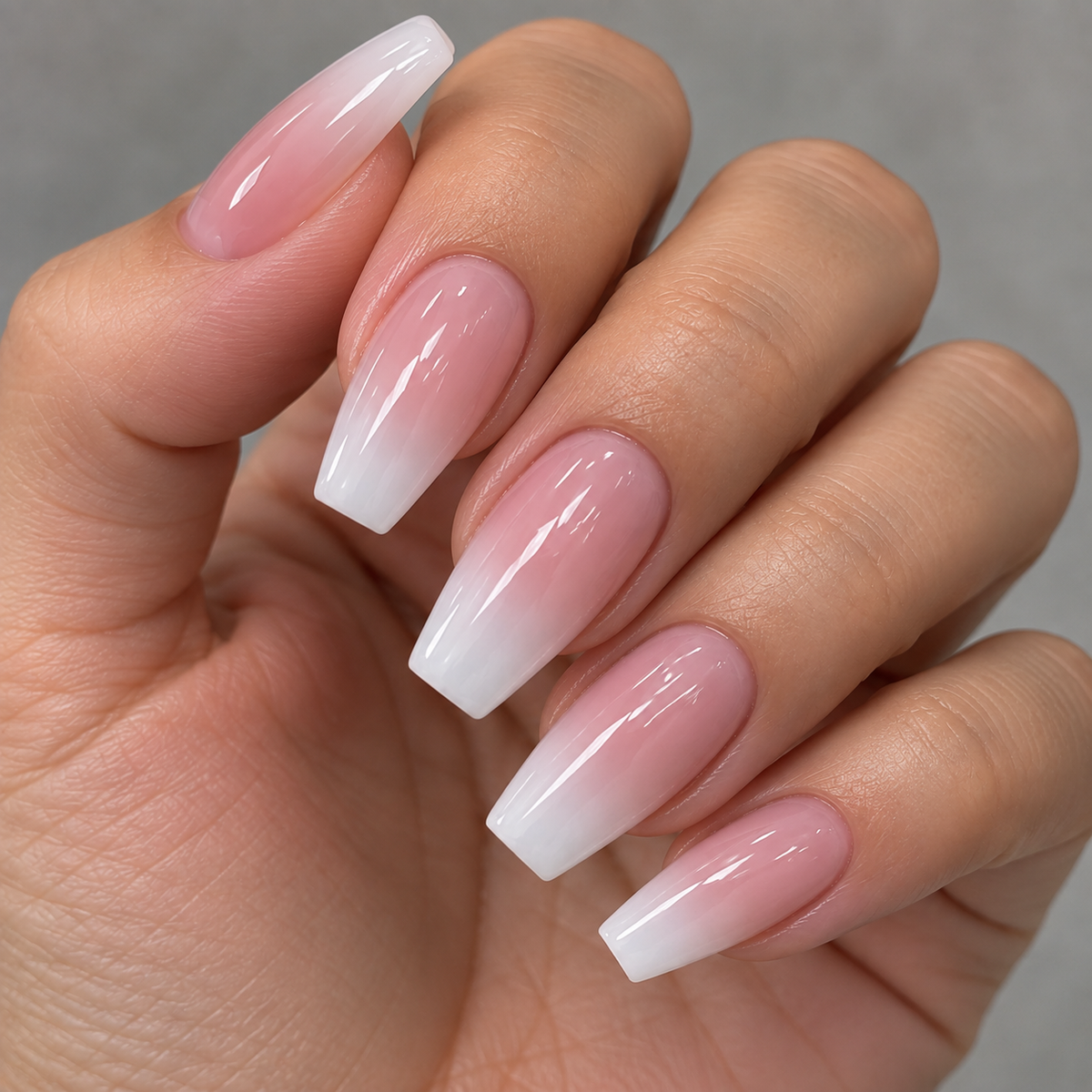 24pcs/Set Frosted Gradient Nude White Press-On Nails