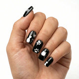 24pcs/Set Black Cartoon Cat Paw Short Press On Nails