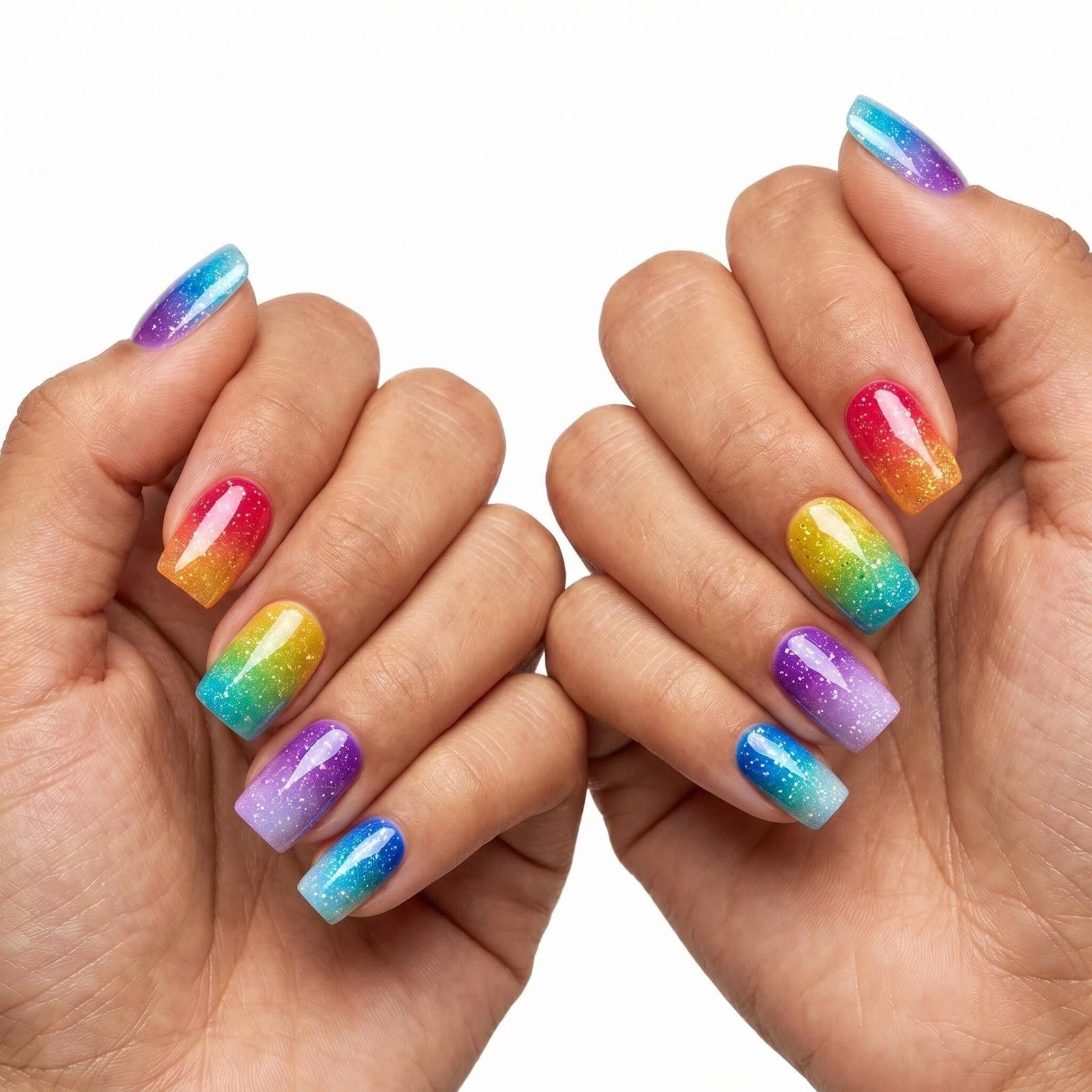 24pcs/Set Purple Gradient with Fine Glitter Press-On Nails