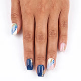 24pcs/Set Starry Blue Black Ombre Glitter Press On Nails