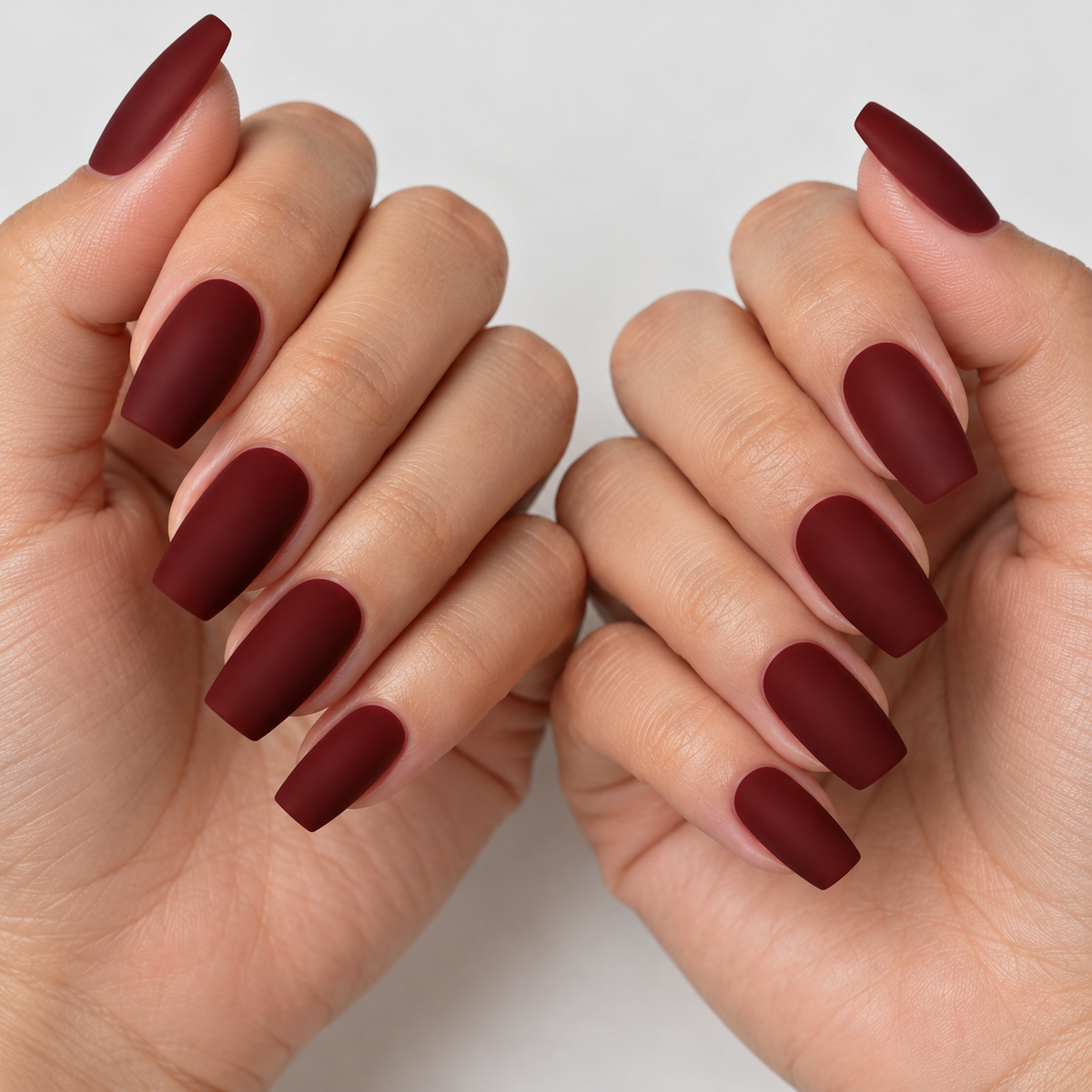 24pcs/Set Burgundy Matte Press On Nails