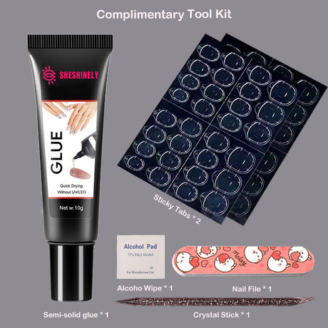 (Handmade) 10pcs/Set Christmas Striped 3D Heart Bow Press On Nails